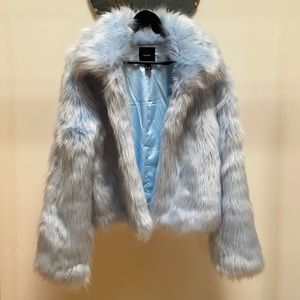 Powder Blue Faux Fur Jacket